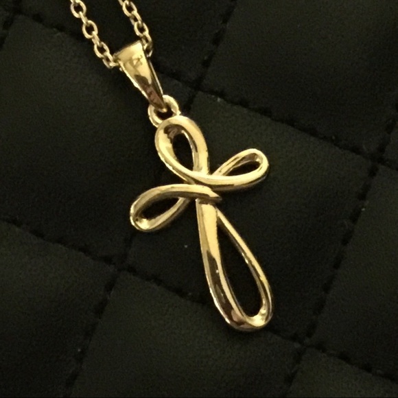 Golden Cross Pendant Necklace - Picture 2 of 7
